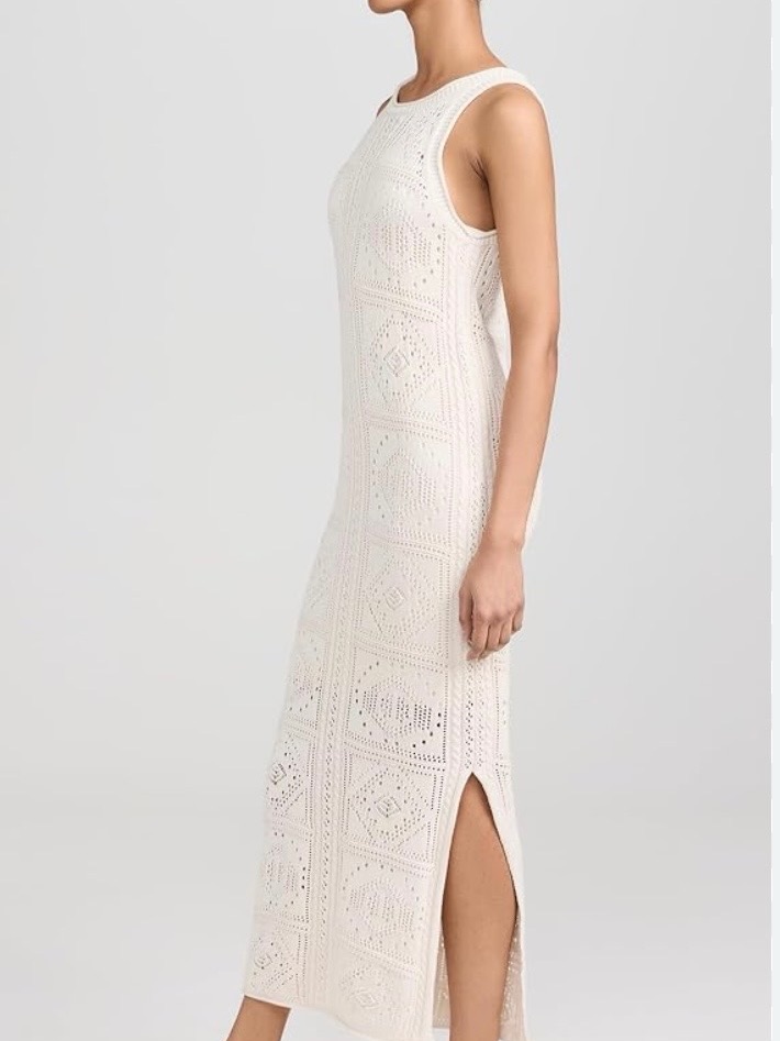 Tahari/ Sleeveless Crochet Knit Maxi Dress In Cream327